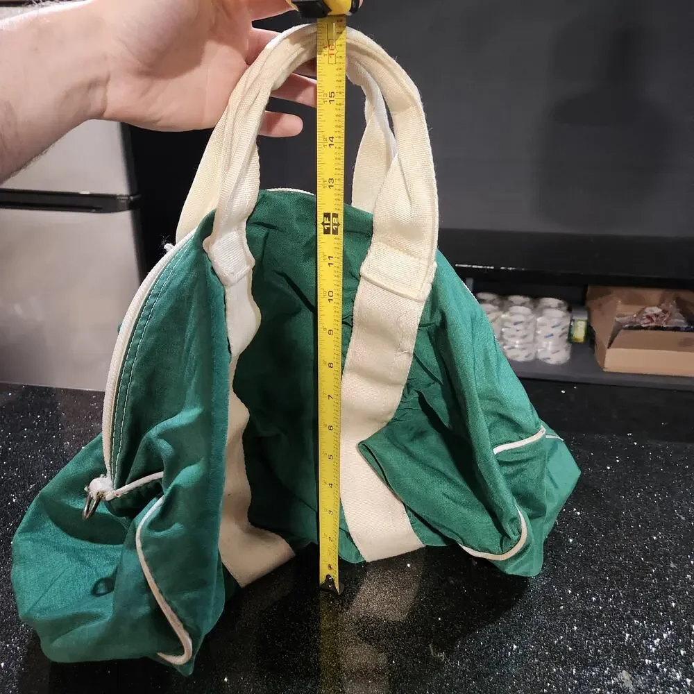 VTG 60s? LL Bean Script Sawtooth Green Duffle Gym Bag Full Zip 1960s USA‎ Made